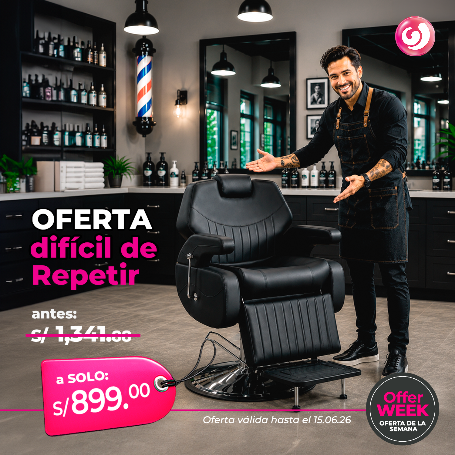 Sillon barbero de promocion Jiang.pe